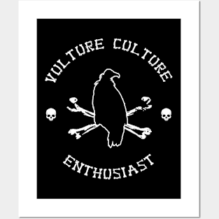 Vulture Culture Enthusiast with Skulls (White) Posters and Art